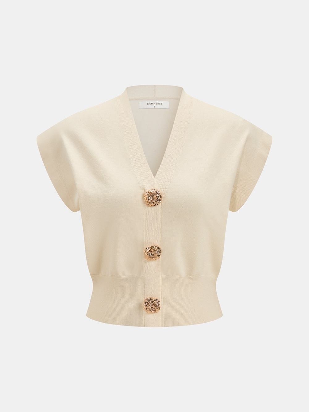 Commense V-Neck Cap Sleeve Knit Top